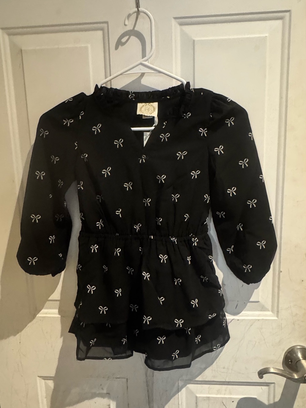 The Beaufort Bonnet Company Black Bow Print Peplum Blouse